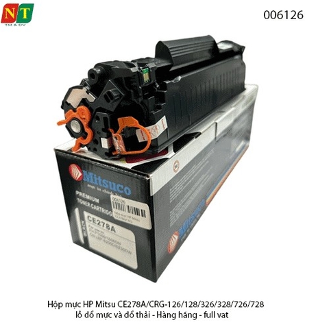 Hộp mực Mitsuco CE278A (78A) – tương thích CRG-126/128/326/328/726/728 –  Có lỗ đổ mực - chính hiệu - full vat