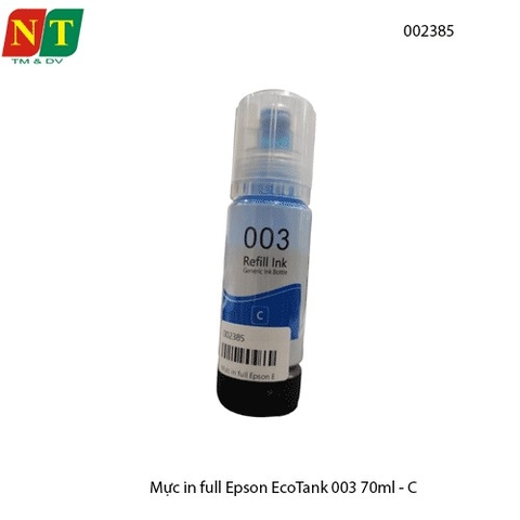 Mực in full EcoTank 003 70ml màu xanh Cyan (C) – dùng cho Epson L1110 L3110 L3150 L5190 – full VAT