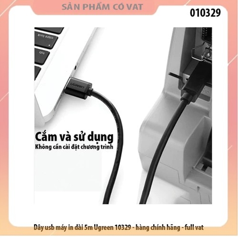 Dây usb máy in dài 5m Ugreen 10329 - hàng chính hãng - full vat