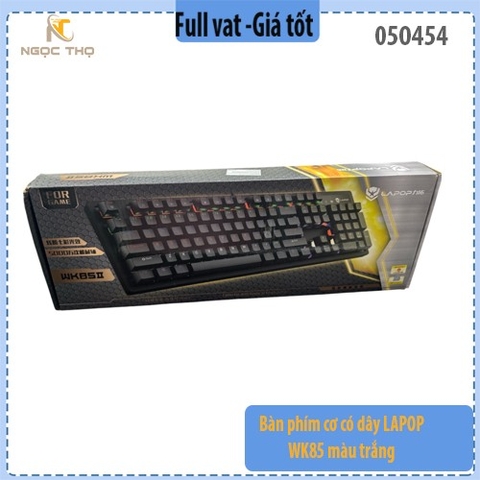 Bàn phím cơ có dây LAPOP WK85 màu trắng - phím cơ fullsize 104 phím– chính hiệu, full VAT