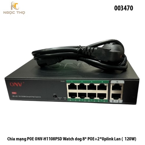 Switch PoE ONV-H1108PLS – Bộ Chia Mạng 8 Cổng 10/100Mbps – Chuẩn IEEE 802.3af/at – Vỏ Thép – Hàng Chính Hãng