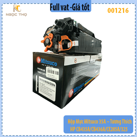 Hộp Mực Mitsuco 35A – Tương Thích HP CB435A/CB436A/CE285A/325 – Dùng Cho HP P1005/P1006/P1102/M1212/M1132 – Có Lỗ Đổ Mực
