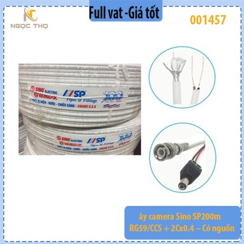 Dây Camera SINO RG59 + 2Cx0.4 – Cuộn 200 Mét – Cáp Đồng Trục Có Nguồn – Hàng Chính Hãng – Full VAT ( giá theo cuộn)
