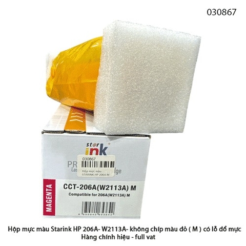Hộp mực Starink HP 206A – W2113A (Magenta , màu đỏ , Không Chip) – Có lỗ đổ mực – Chính hiệu – Full VAT