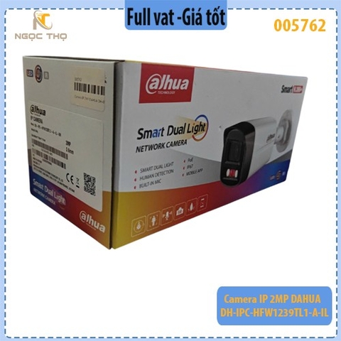 Camera IP Dahua DH-IPC-HFW1239TL1-A-IL 2MP – Có Mic – H.265+ – POE – Smart Dual Light – IP67 – Hàng Chính Hãng