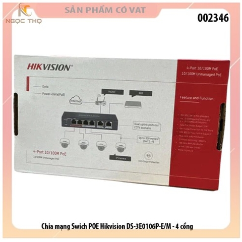Switch mạng 4 cổng POE HIKVISION DS-3E0106P-E/M - Hàng Chính Hãng - full vat