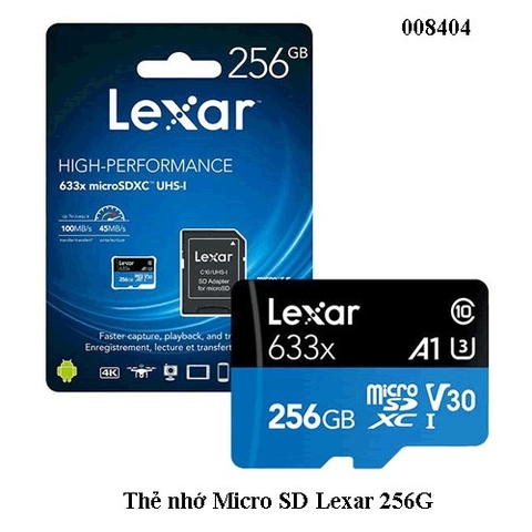 Thẻ nhớ Micro SD Lexar 256GB kèm Adapter SD – Chính hãng – BH 36 tháng – Full VAT