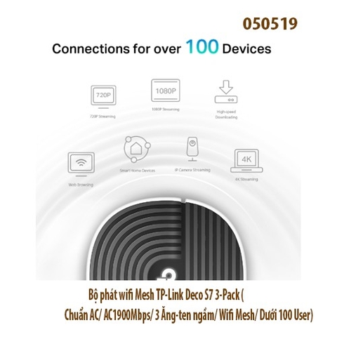 Bộ Phát Wi-Fi Mesh TP-Link Deco S7 (3-Pack) – Chuẩn AC1900Mbps – 3 Ăng-ten Ngầm – Hỗ Trợ Dưới 100 thiết bị