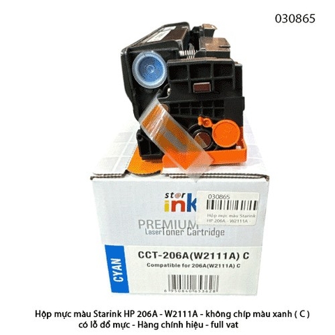 Hộp mực màu Starink HP 206A - W2111A - không chíp màu xanh ( C ) có lỗ đổ mực - Hàng chính hiệu - full vat