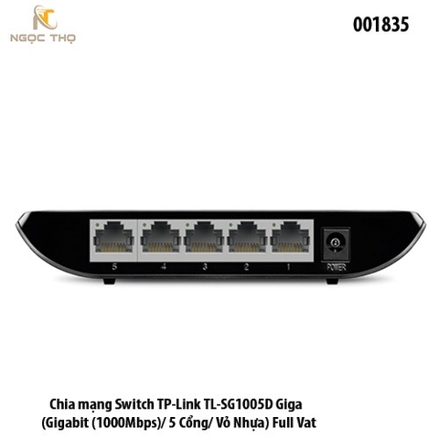 Switch TP-Link SG1005D – Bộ Chia Mạng 5 Cổng Gigabit 10/100/1000Mbps – Vỏ Nhựa – Plug & Play – Chính Hãng – BH 24 Tháng