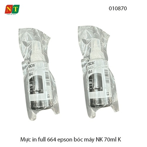 Mực in nhập khẩu 664 – Black (BK) màu đen 70ml – Dùng cho máy in phun Epson L-Series – Hàng nhập khẩu – Full VAT