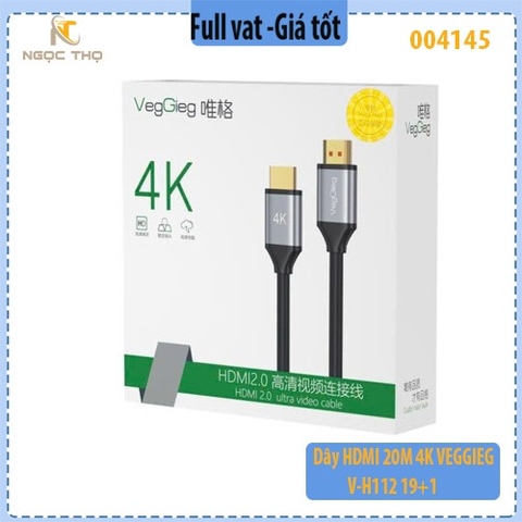 Dây HDMI 20M 4K VEGGIEG V-H112 19+1 - Cable HDMI 20m VEGGIEG V-H112 – 19+1 – Full HD 1080p | Đầu mạ vàng - full vat