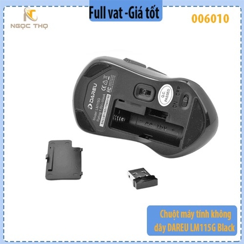 Chuột máy tính không dây DAREU LM115G Black – Nhỏ gọn, tiện dụng, chính hãng, full VAT