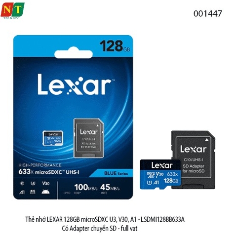 Thẻ nhớ Lexar 128GB microSDXC U3 V30 A1 – Tốc độ cao, quay 4K mượt – Chính hãng – Full VAT