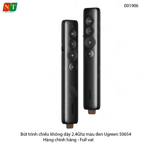 Bút trình chiếu không dây Ugreen 50654 – 2.4GHz – có laser – màu đen – chính hãng – bảo hành 24 tháng – full VAT