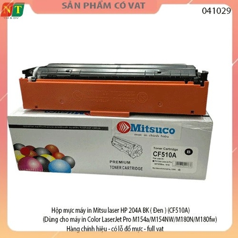 Hộp mực máy in Mitsu laser HP 204A BK ( Đen ) (CF510A) (Dùng cho máy in Color LaserJet Pro M154a/M154NW/M180N/M180fw)- H