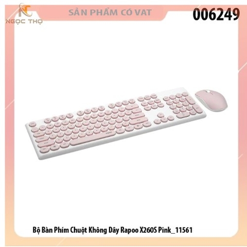 BỘ BÀN PHÍM CHUỘT KHÔNG DÂY RAPOO X260S - PINK - hàng chính hãng - full vat