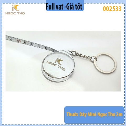 Thước Dây Mini Ngọc Thọ 2m – Bản rộng 6mm, vỏ thép bền – móc khóa tiện mang - full vat
