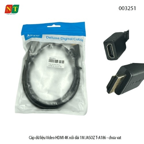 Dây nối dài HDMI 4K nối dài 1M JASOZ T-A186 - Cáp nối dài HDMI 4K nối dài 1M JASOZ T-A186 - chính hãng - full vat