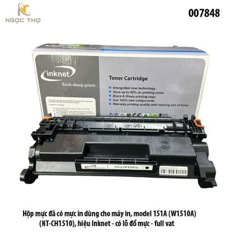 Hộp mực Inknet 151A (W1510A) (NT-CH1510) – Đã có mực – Có lỗ đổ mực – Dùng cho HP 4003/4103 – Full VAT