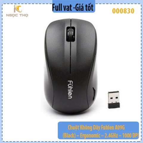 Chuột Không Dây Fuhlen A09G (Black) – Ergonomic – 2.4GHz – 1000 DPI – Chính hãng – Full VAT