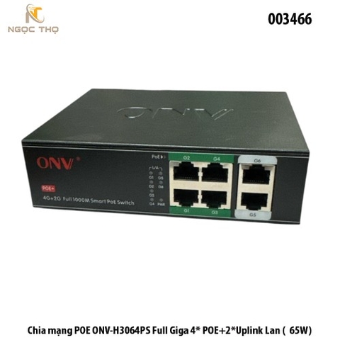 Chia mạng POE ONV-H3064PS – Full Giga 4POE + 2Uplink Lan (65W) – Chính Hãng – Full VAT