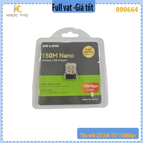 USB Thu WiFi LB-LINK BL-WN151 Nano – Chuẩn N 150Mbps – Chính hiệu – Full VAT