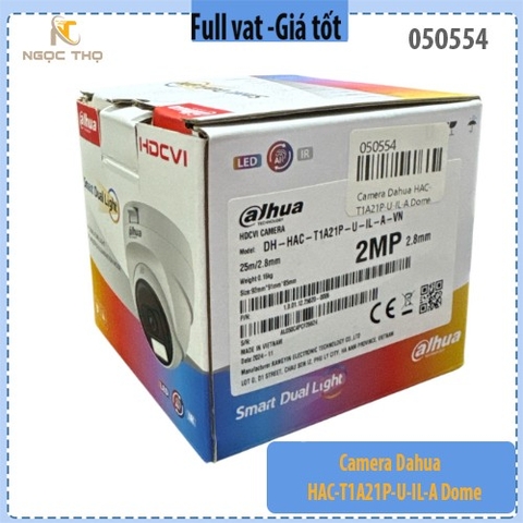Camera Dome Dahua HAC-T1A21P-U-IL-A 2MP – Có Mic Thu Âm – Hồng Ngoại & LED Ánh Sáng Trắng – Hàng Chính Hãng – Full VAT