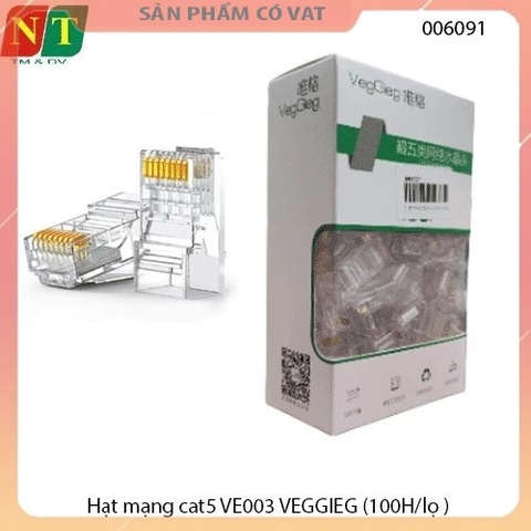 Hộp 100 đầu bấm mạng RJ45 cat5 chân đồng xịn VEGGIEG