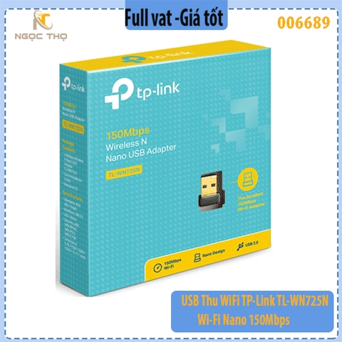 USB Thu Wi-Fi TP-Link TL-WN725N – WiFi Nano 150Mbps – Chuẩn N – Nhỏ Gọn, Sóng Khỏe – Hàng Chính Hãng – Full VAT