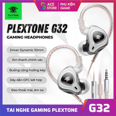 Tai Nghe Gaming Plextone G32 – In-Ear Có Dây, Driver 10mm, Jack 3.5mm