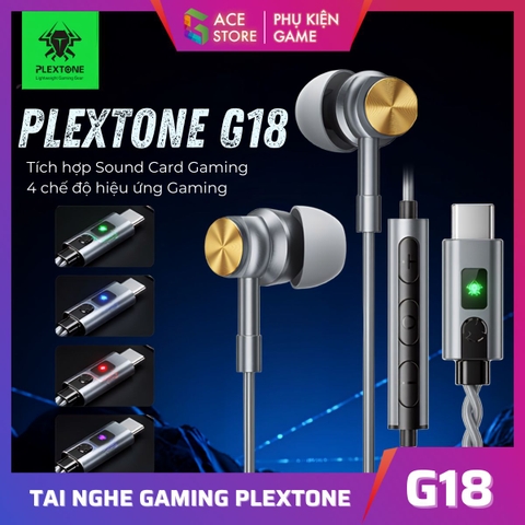 Tai Nghe Gaming Plextone G18 – In-Ear Có Dây, Jack 3.5mm / Type-C