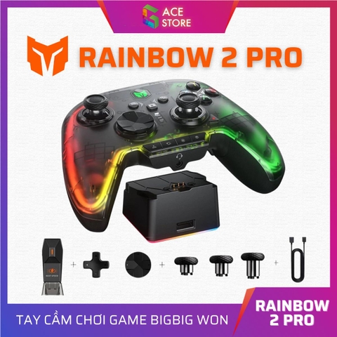 Tay Cầm Chơi Game BigBig Won Rainbow 2 Pro Không Dây 2.4G LED RGB hỗ trợ đa nền tảng