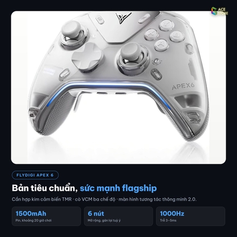 Flydigi Apex 6 | Tay Cầm Haptics Elite – Cần TMR, Cò VCM, Màn Hình Thông Minh 2.0