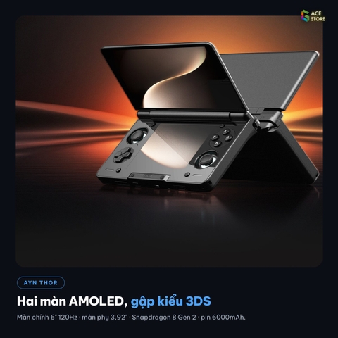 AYN THOR – MÁY CHƠI GAME CẦM TAY 2 MÀN HÌNH AMOLED | SNAPDRAGON 8 GEN 2 | 8GB/128GB - 16GB/1TB