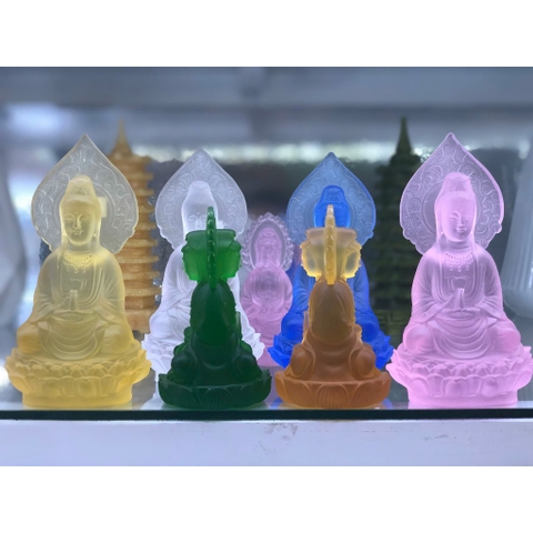 Phật Quan Âm đài sen đá lưu ly,cao 10cm,không bọt