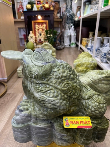 THIỀM THỪ ĐÁ SERPENTINE TỰ NHIÊN NGUYÊN KHỐI