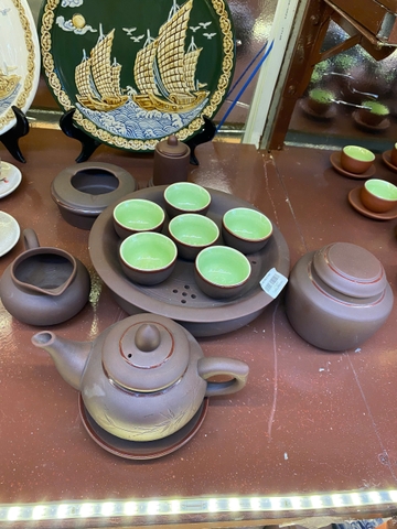 BỘ ẤM TRÀ GỐM NÂU LỚN