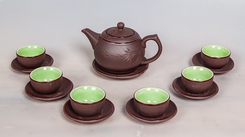 BỘ ẤM TRÀ GỐM NÂU