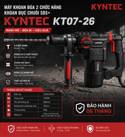 Máy Khoan Búa 2 Chức Năng Khoan Đục Kyntec KT07