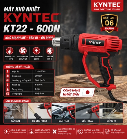 Máy Khò Nhiệt Thổi Hơi Nóng Kyntec KT22 - 600N