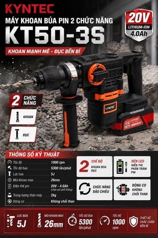Thân Máy Khoan Búa Pin 2 Chức Năng Khoan Đục Kyntec KT50-3S