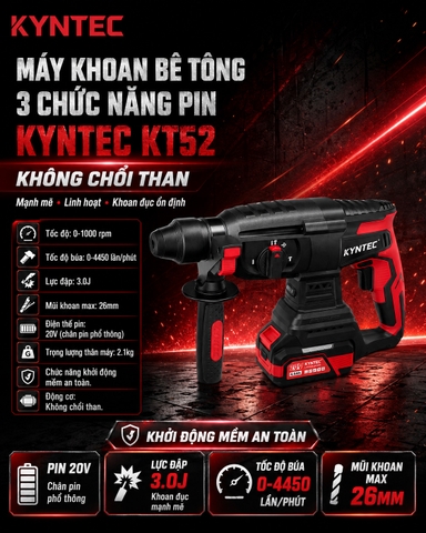 Thân Máy Khoan Bê Tông 3 Chức Năng Pin Kyntec KT52 - 26