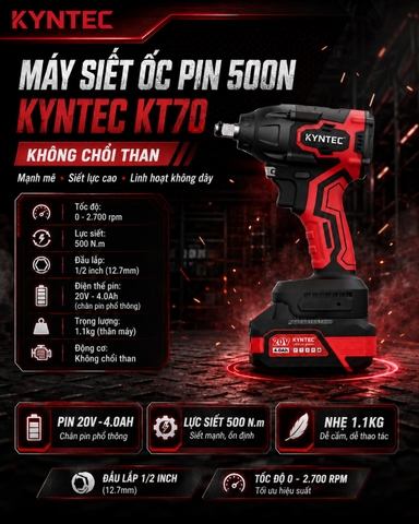 Thân Máy Siết Ốc Pin 500N Kyntec KT70