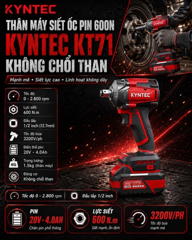 Thân Máy Siết Ốc Pin 600N Kyntec KT71