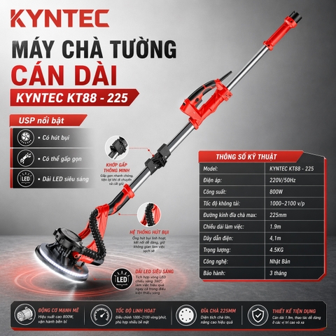 Máy Chà Tường Cán Dài Có Thể Gấp Gọn KT88 - 225