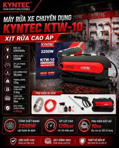 Máy Rửa Xe Chuyên Dụng Kyntec KTW-10 Xịt Rửa Cao Áp