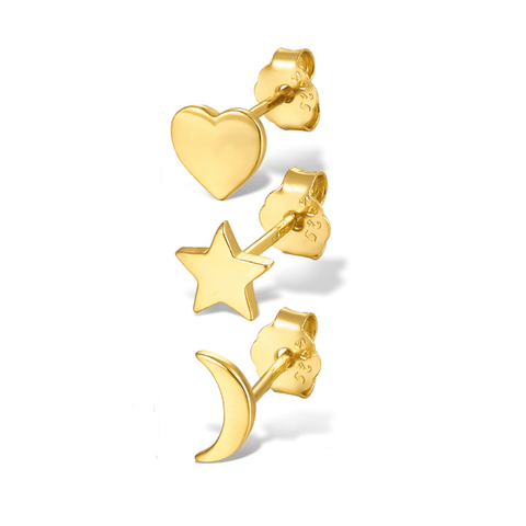 Celestial Love Stud Set | Khuyên Tai Sterling Silver 925 Phủ Bạch Kim/Vàng 18K