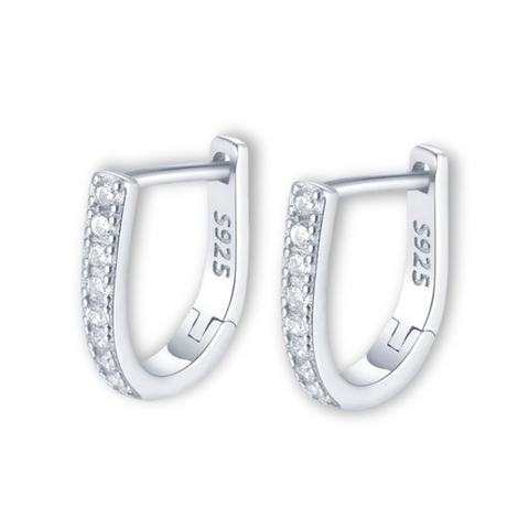 U-Shape Pavé Hoop Earrings | Khuyên Tai Sterling Silver 925 Phủ Bạch Kim/Vàng 18K