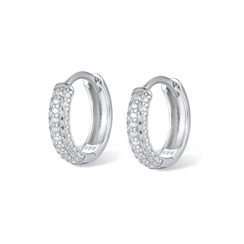 Triple Sparkle Hoops Earrings | Khuyên Tai Sterling Silver 925 Phủ Bạch Kim/Vàng 18K